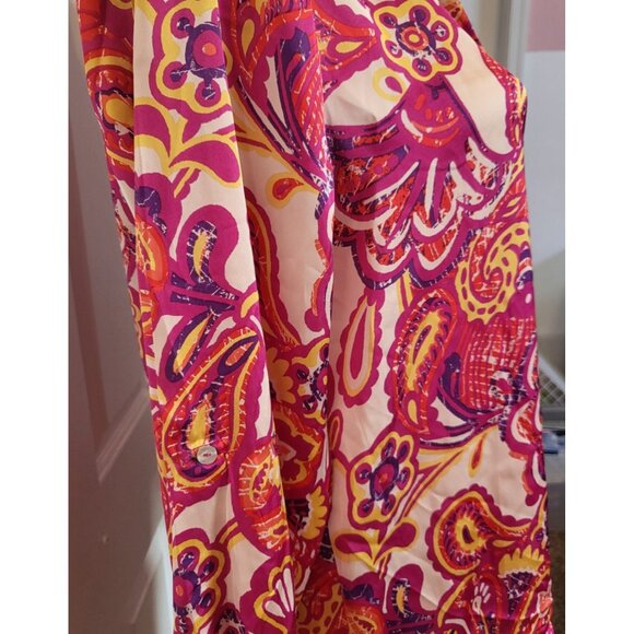 Haver London Button Down Blouse Paisley Reds & Pinks Long Sleeve Size S/P, NWOT - Picture 3 of 5